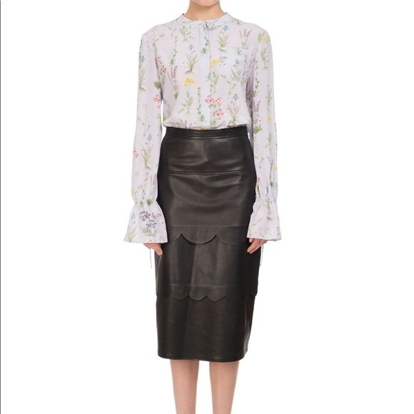 ALTUZARRA Christina Floral Georgette Print Silk Bell-Sleeve Lilac Blouse Size 38 - Picture 13 of 13